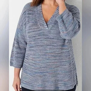 J. Jill 100% organic cotton easy drop shoulder v neck tunic sweater XL